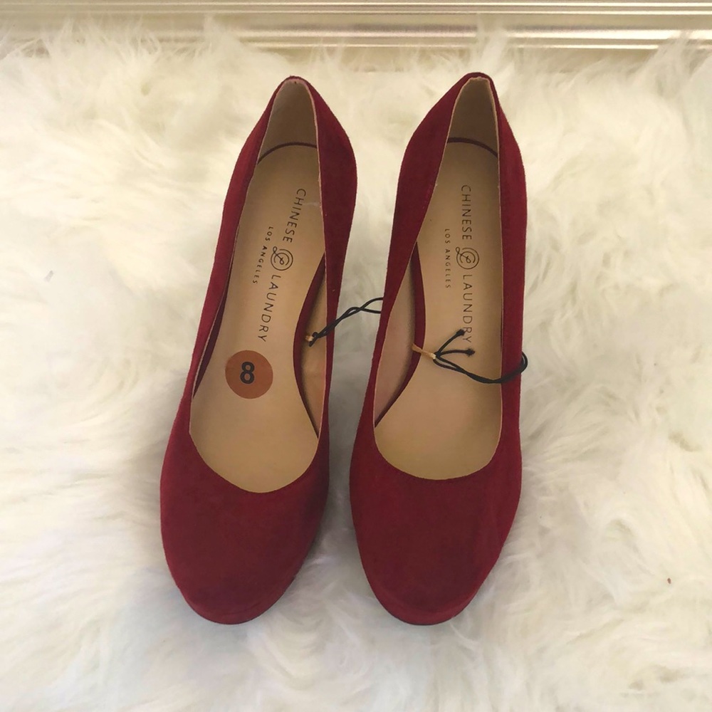 Red suede heels